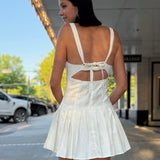 Ivory Daydream Pleated Mini Dress