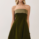 Vesper Velvet Foldover Strapless Mini Dress