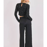 Black Romy Satin Pleated Pant