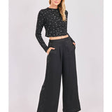 Black Romy Satin Pleated Pant