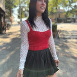 Crimson Corset Knit Crop Top