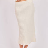 Ivory Cosette Rib Knit Midi Skirt