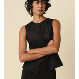 Blair Black Faux Suede Button-Front Vest