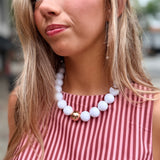 Mila Statement Beaded Necklace - White