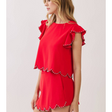 Sloane Studded Ruffle Sleeve Top