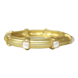 Margot Matte Gold Pearl Square Accent Hinged Bracelet