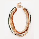 Sienna Green & Gold Multi-Layer Beaded Necklace