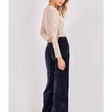 Cream Chelsea Lace L/Slv Knit Top