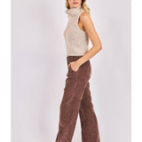 Brown Penthouse Pintuck Pants