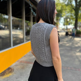 Charcoal Cable Knit Button Down Sweater Vest