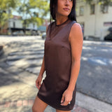 Truffle Pleated Shift Mini Dress