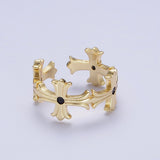 Minimalist Gold Religious Cross Textured Ring