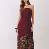Isla Border Floral Strapless Maxi Dress