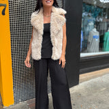 Light Taupe Faux Fur Shawl Collar Jacket