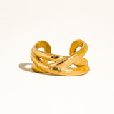 Corlisse 18K Gold Textured Crossover Ring