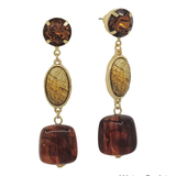 Sienna Brown Triple-Drop Stone and Resin Earrings