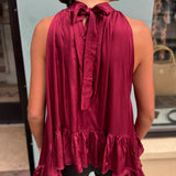 Addison Satin Ruffle Halter Neck Top
