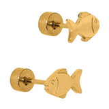 Screwback Stud Earrings - Fish