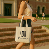 Sorority Small Canvas Tote Bag with Greek Letters and Name