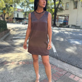 Truffle Pleated Shift Mini Dress