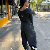Hot Shot Wide Leg Onesie - Black