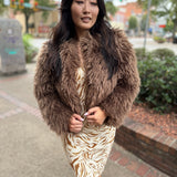 Deep Woods Cropped Vegan Fur Jacket