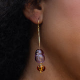 Amethyst Glow Beaded Threader Earrings