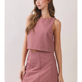 Maribel Striped Boatneck Sleeveless Crop Top
