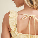 Elegance Edge Volant Pintuck Corset Top - Creamy Lemon