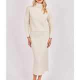 Ivory Cosette Rib Knit Midi Skirt