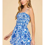 Floral Print Removable Straps Smocked Bodie Romper