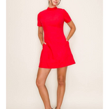 Ruby Bow Back Mock Neck Mini Dress