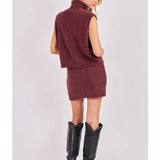 Burgundy Crosby Fuzzy Mini Skirt