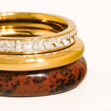 Sierra 18K Gold Red Jasper Mixed Stack Ring Set