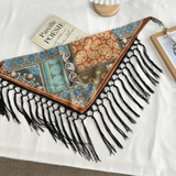 Sienna Patchwork Paisley Triangle Fringe Scarf