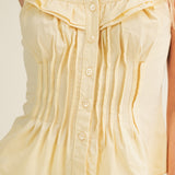 Elegance Edge Volant Pintuck Corset Top - Creamy Lemon