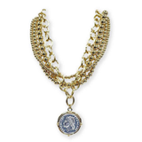 Monroe Gold Multi-Chain Coin Pendant Necklace