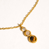 Serena 18K Gold Tiger Eye Triple Stone Drop Necklace