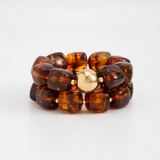 Chunky Beaded Stretch Bracelet - Coffee