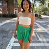 Matte Crepe Swing Shorts Green