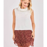 Ivory Ovation Feather Turtle Neck Tank