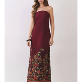 Isla Border Floral Strapless Maxi Dress