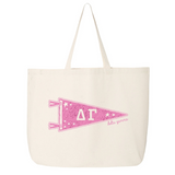 Collegiate Pennant Style Sorority Canvas Tote Bag