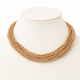 Golden Textured Multi-Layer Chain Necklace