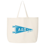 Collegiate Pennant Style Sorority Canvas Tote Bag