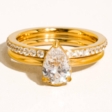 Emery 18K Gold Pear CZ Stack Ring