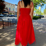 Scarlet Sunset Eyelet Midi Dress