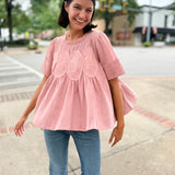 Blush Pink Romance Lace Mesh Top