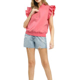 Coral Charm Ruffle Zip Sweatshirt
