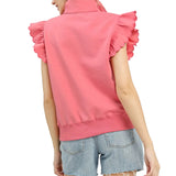 Coral Charm Ruffle Zip Sweatshirt